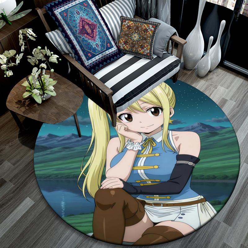 Lucy Heartfilia pattern round rug,Carpet Rug for Living Room Bedroom Playroom ,Non-slip Floor Mat,Holiday Gifts and Birthday Gifts.