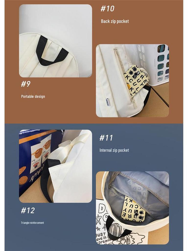 Japanese Cute Bow Backpack for Girls - Ideal for Middle and High School Students, Milk White Color, High Value