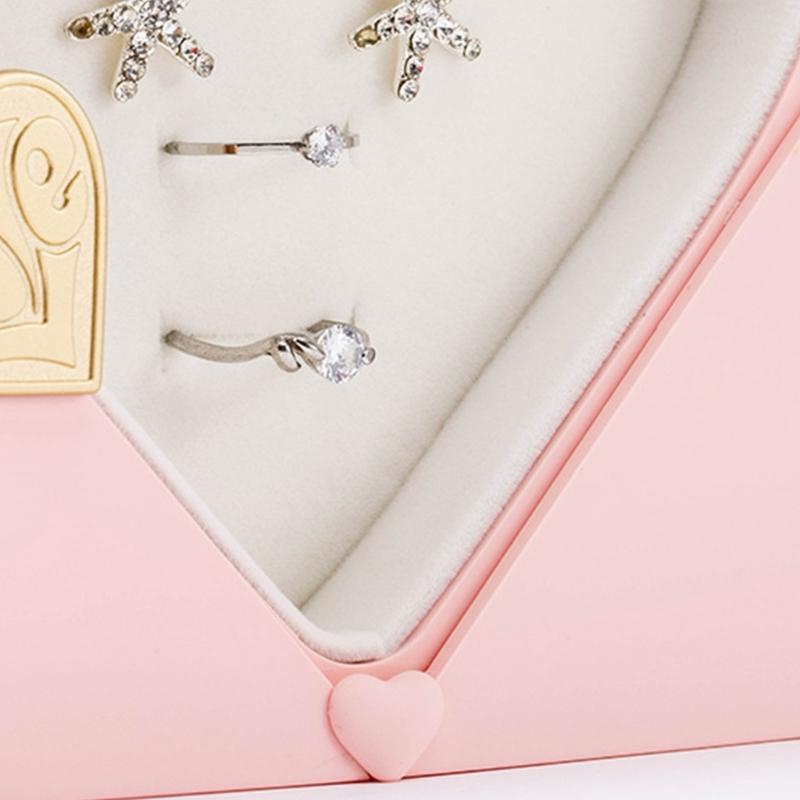 Heart Shape Jewelry Storage Case Compact Travel Box for Multiple Accessories Waterproof Ornament Display Case for Girls