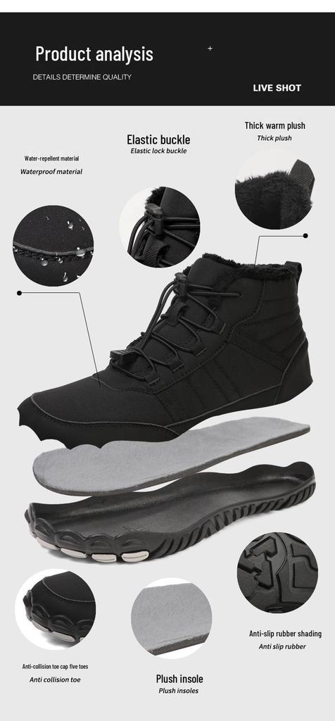 Men's Waterproof High-Top Winter Snow Boots, Warm Anti-Slip Velvet-Lined Hiking Shoes