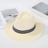 Men Summer Fisherman Hat Hollow Straw Weaving Full Face Sun Protection Wide Brim Western Cowboy Hat with Black Ribbon Decor Foldable Beach Hat