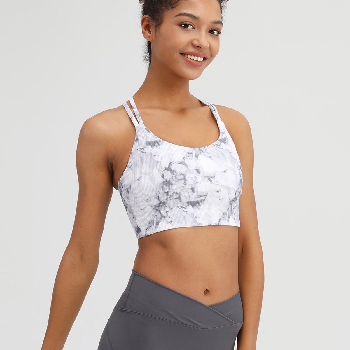 

Спортивный бюстгальтер Lulu Tie-Dyed в рубчик с перекрестными сборками и камуфляжный костюм для йоги телесного цвета для женщин 10/XL