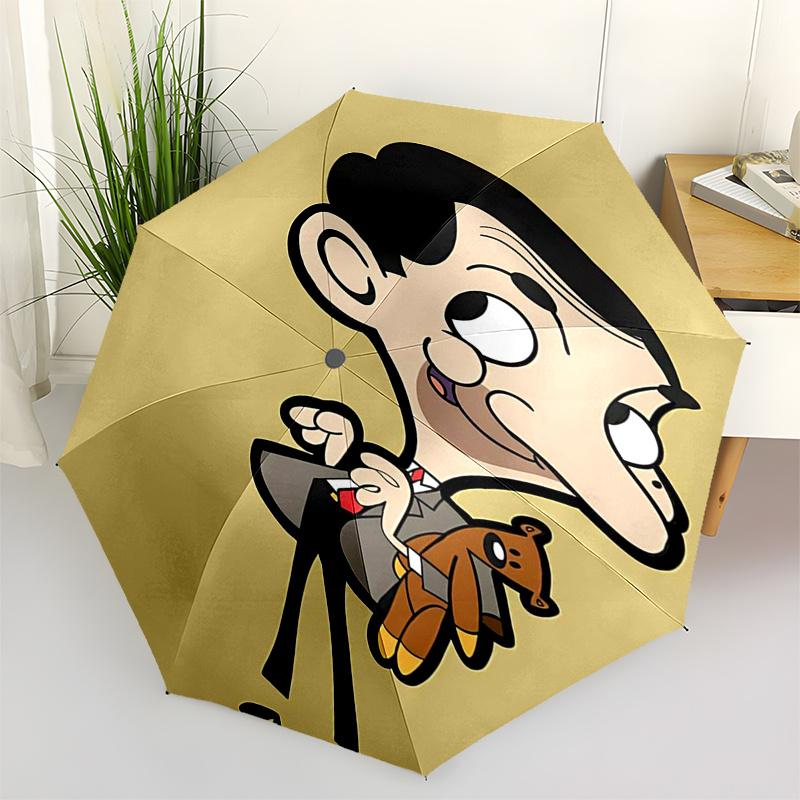

Mr.Bean Themed Travel Umbrella-8 Ribs Automatic Opening and Closing, Portable Folding Design, Compact and Stylish Umbrella Suitable for Outd