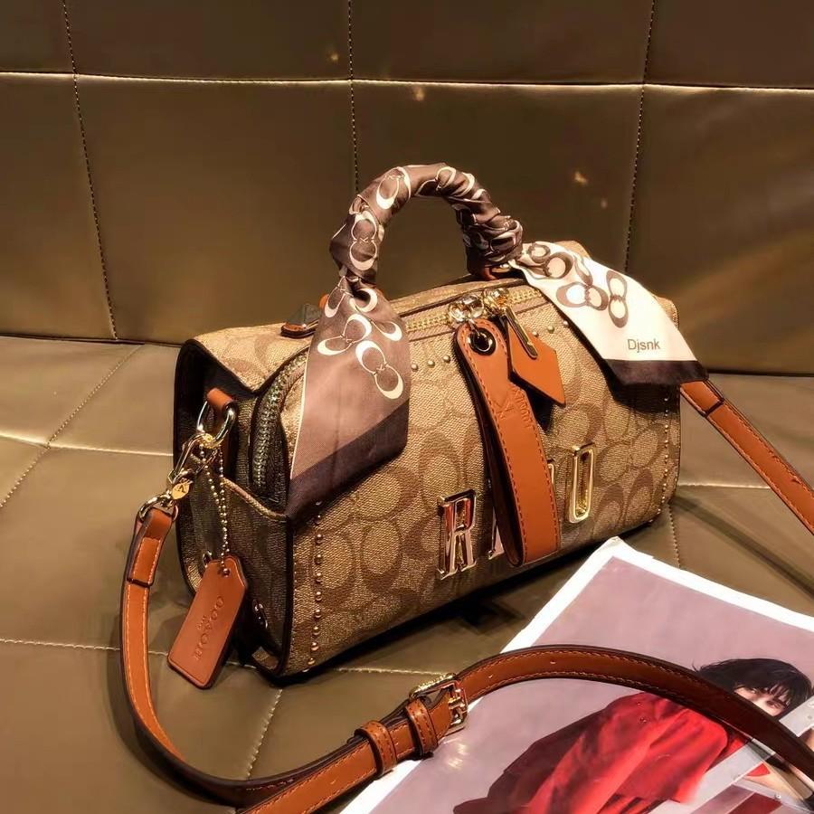 Genuine Leather Boston Pillow Bag, Women's New High-end Fashion Handbag, Single Shoulder Crossbody Bag