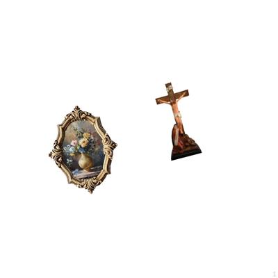 Vintage Resin Photo Frame with Jesus and Mother Mary Sculpture Religious Art Crafts for Office