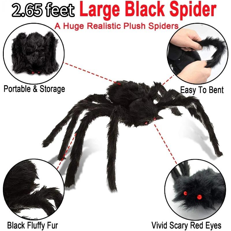 Giant Spider Huge Spider Web Halloween Decoration Props Haunted Indoor Outdoor Spooky Plush Large Araneid Prank Trick Supplies