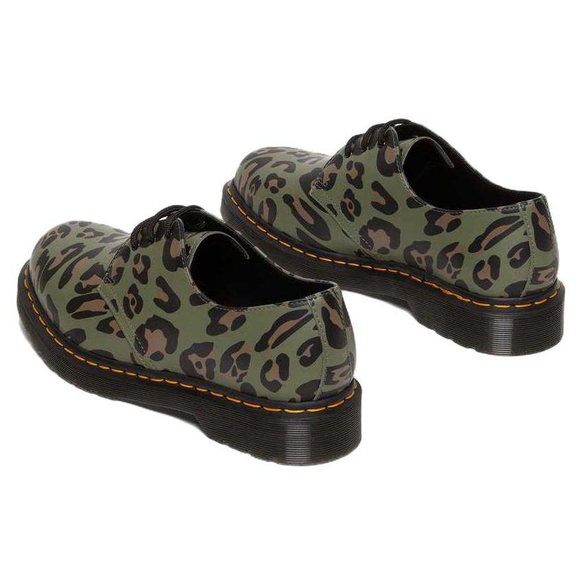 Dr. Martens Kožené módní ležérní boty s leopardím potiskem, nízké, unisex, khaki-zelená 27686384
