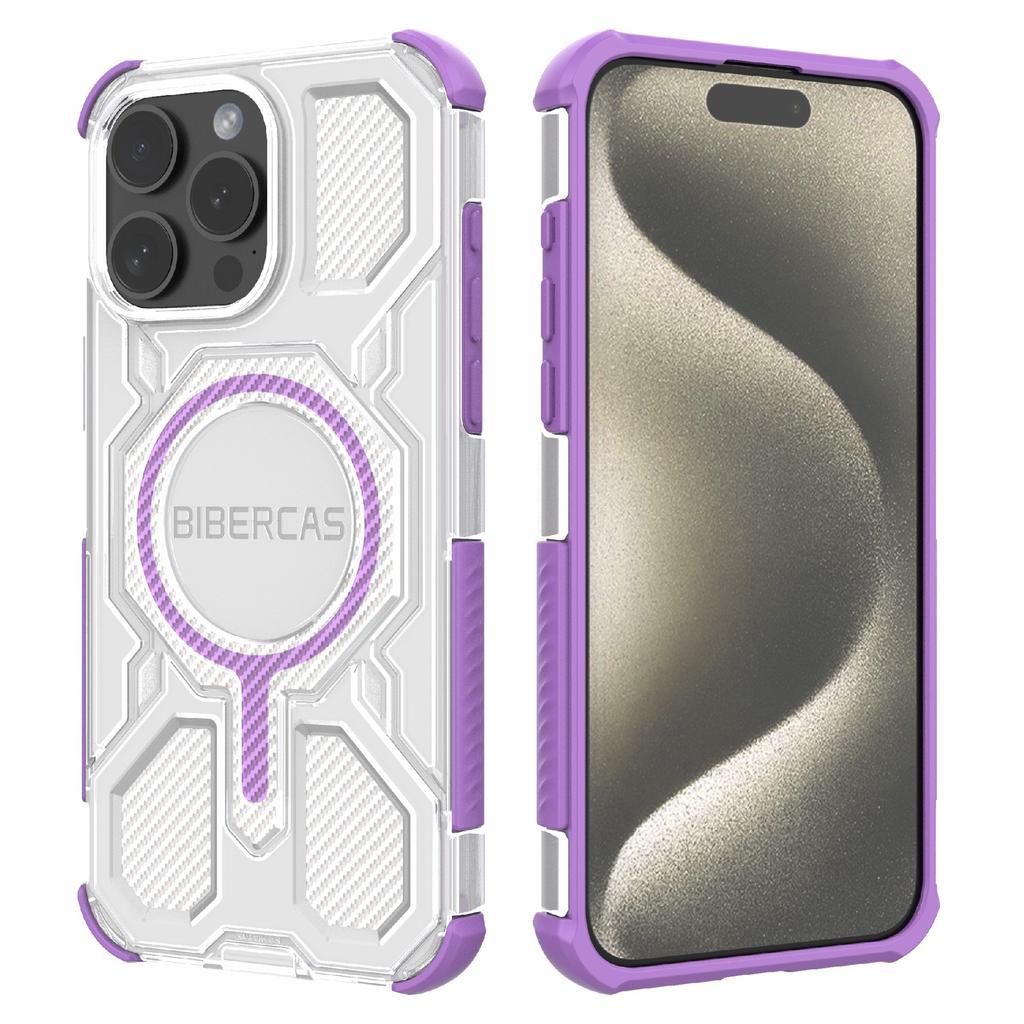 BIBERCAS J-16 Transparent Series For iPhone 15 Pro Max Case Compatible with MagSafe TPU+PC Phone Cover