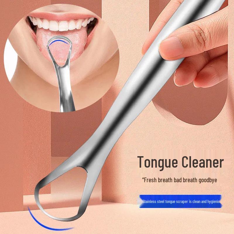 Stainless Steel Adult Tongue Scraper & Bad Breath Remover U-Shaped Brush Cleaner