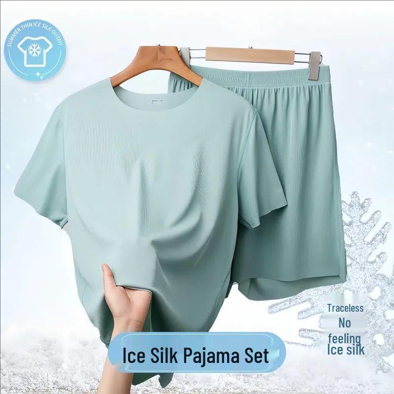 Modal Men's Ice Silk Summer Short-Sleeve Pajamas Set, 2025 New Teen Home Wear.