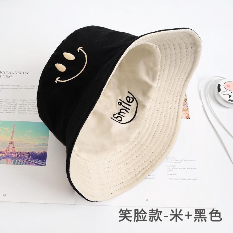 Bucket hat women's summer face small hat fashionable versatile double-sided sun hat