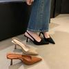 Black Temperament Celebrity Bag Head Sandals Fairy Shoes 2025 New Spring and Summer French Pointed High Heels Single Shoes