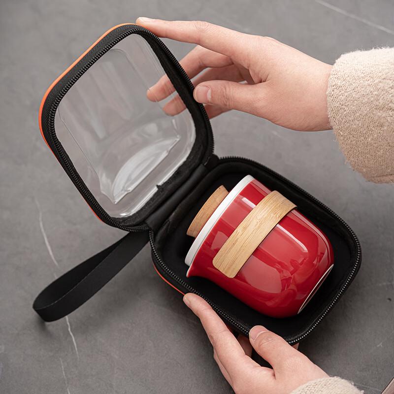Portable Ceramic Travel Tea Set with Storage Bag