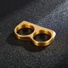 Men's Double Finger Brass Knuckles Ring Hip Hop Fashion Jewelry Gift Black Gold Silver Color