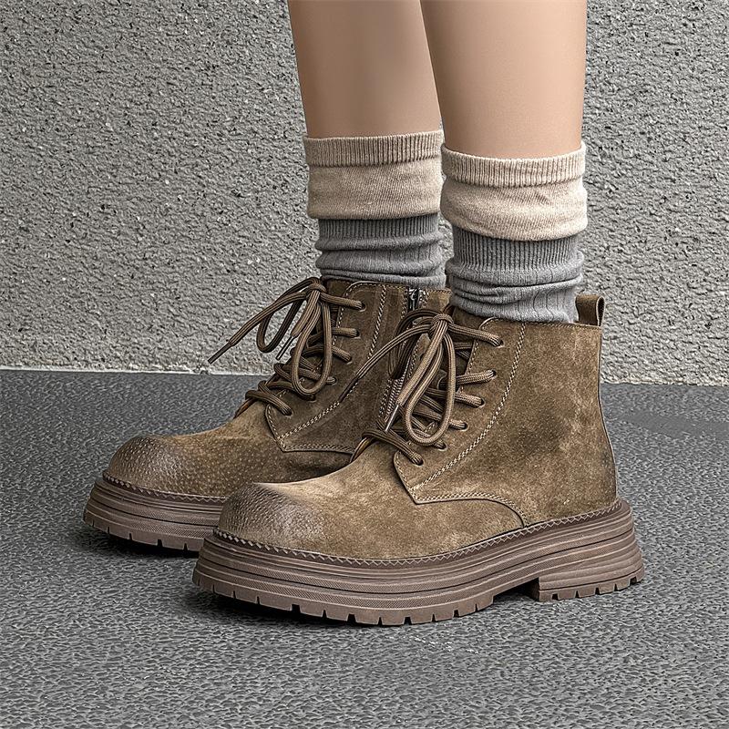 New men's leather Martin boots thick-soled heightening couple trend fashion versatile tooling boots men 45107-J