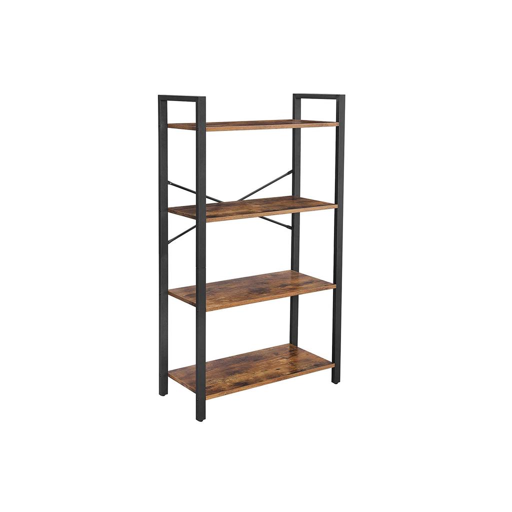 VASAGLE 4-Tier Bookshelf, Storage Rack with Steel Frame, 120 cm High, for Living Room, Office, Study, Hallway, Industrial Style