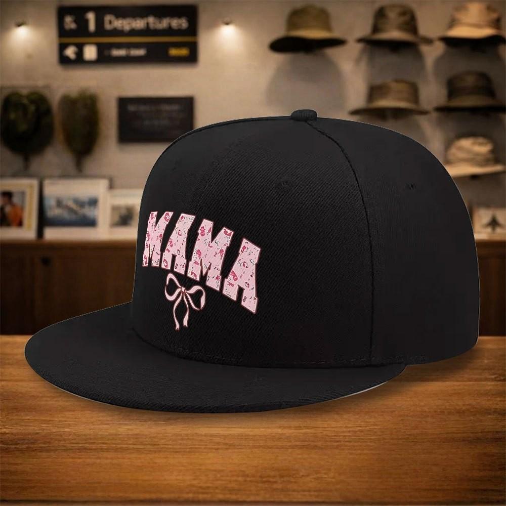 Mama Leopard Print Bow Baseball Cap Adjustable Polyester Snapback Hat Casual Streetwear for Adults