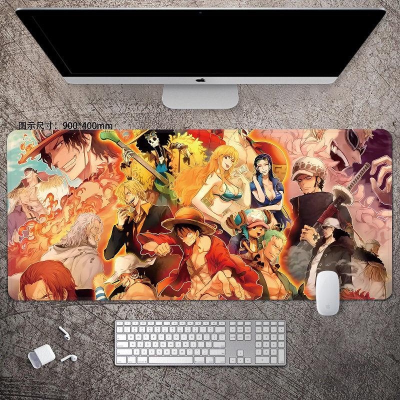 Animation Office Luffy Roronoa Zoro E-sports Gaming Table Mat ONE PIECE Leather Mouse Pad Boys Oversized Computer Keyboard Pad
