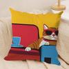 Bop Style Coffee Cats Cushion Cover Silky Short Plush Invisible Zipper Dustproof Sofa Pillow Case For Home Decor