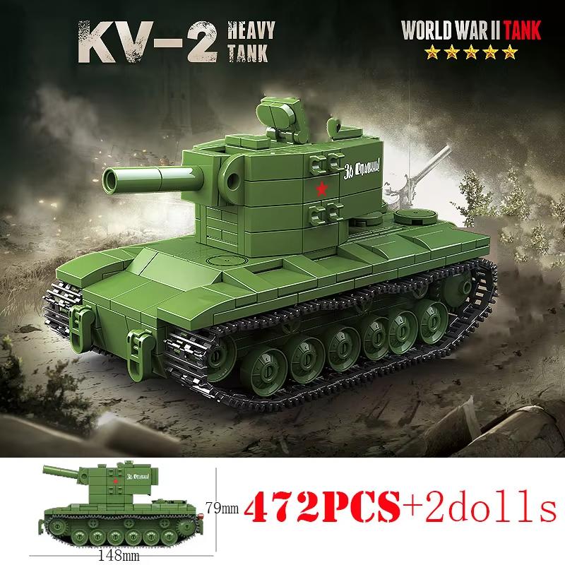 Classic Military Tank Series Bricks, Detailed Tiger I & Panther Tank Assembly Model with Weapon Components S