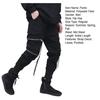 Men Cargo Pants Strap Zipper Decor Loose Ankle-banded Mid-rise Solid Color Multi Hip Hop Streetwear Outdoor Travel Sport Trousers