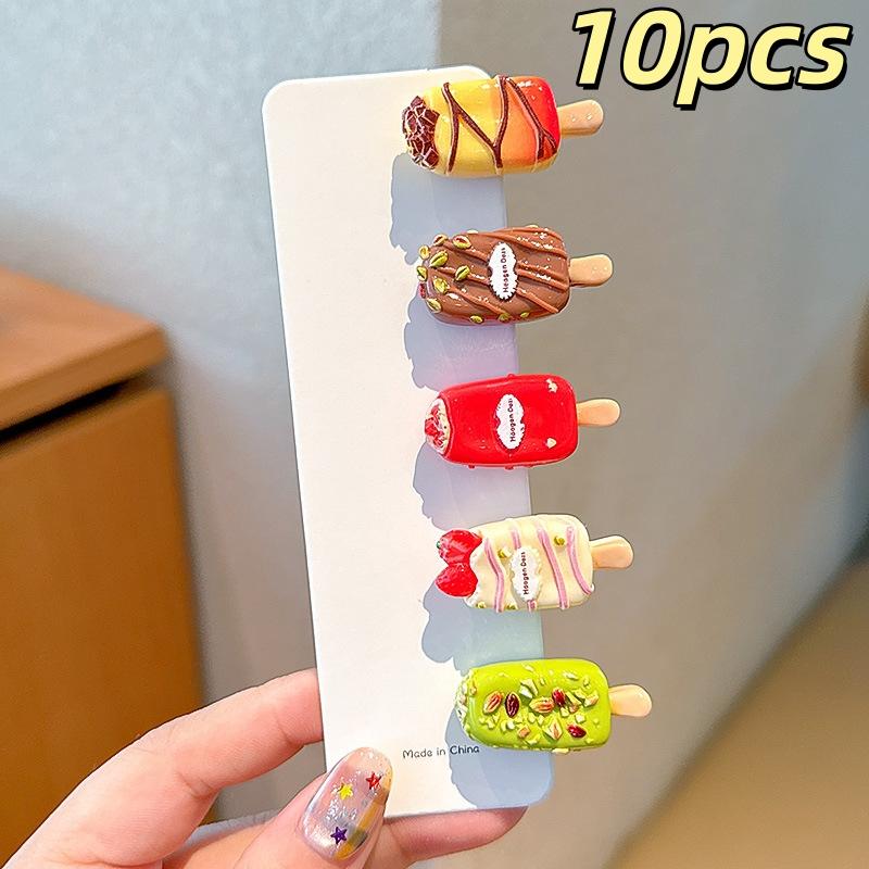 

Captivating Transparent Mini Ice Cream Hair Clip Set, 10Pcs Women s Bangs and Hair Shaping Duckbill Clips