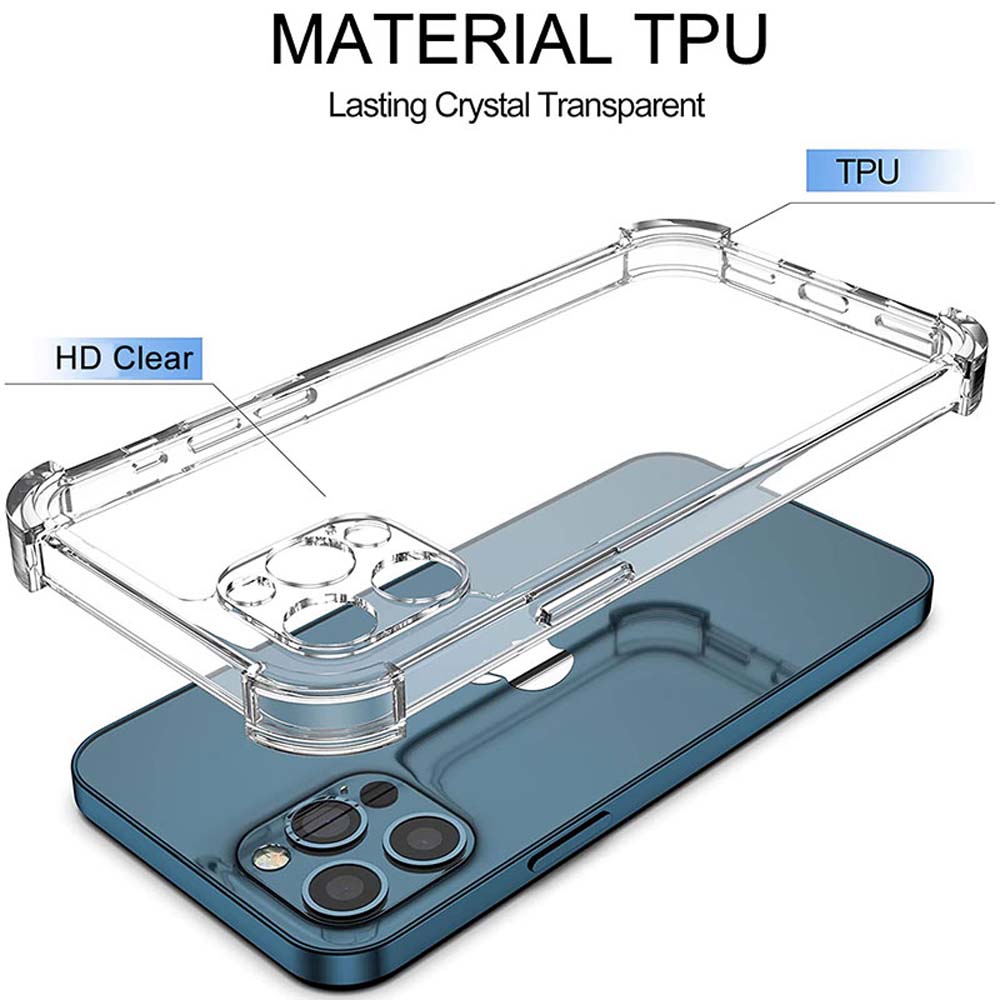 Clear Case For iPhone 14 Plus 13 12 11 Pro Max X XS XR 6 6s 7 8 Plus Thick Shockproof Silicone Lens Protection Case Back Cover