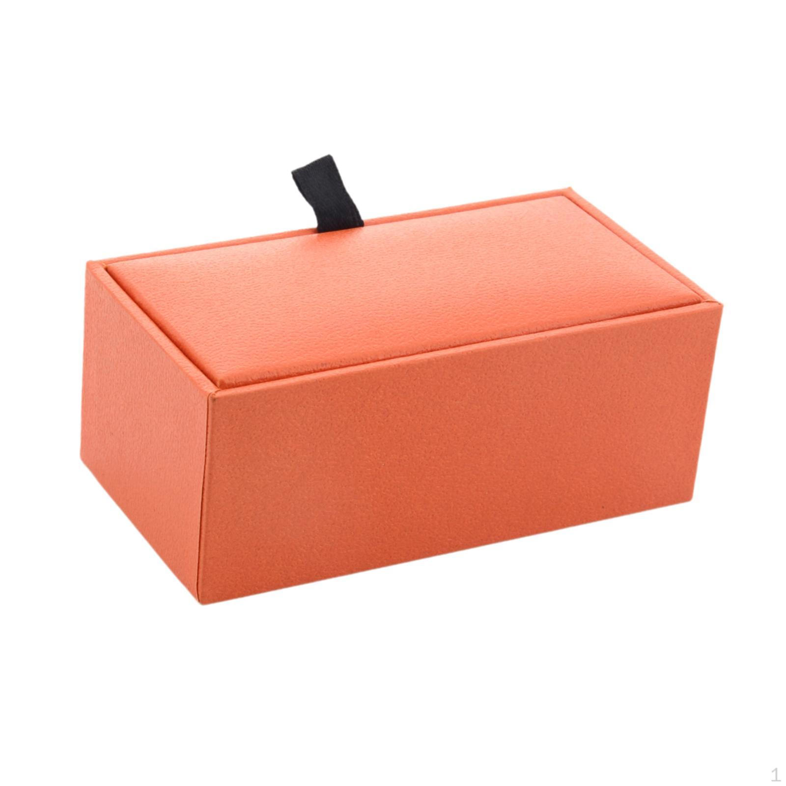 Запонки Подарочная коробка для хранения запонок Дисплей для запонок Откидная крышка Вращающаяся Портативная Классическая Темная оранжевый 894₽