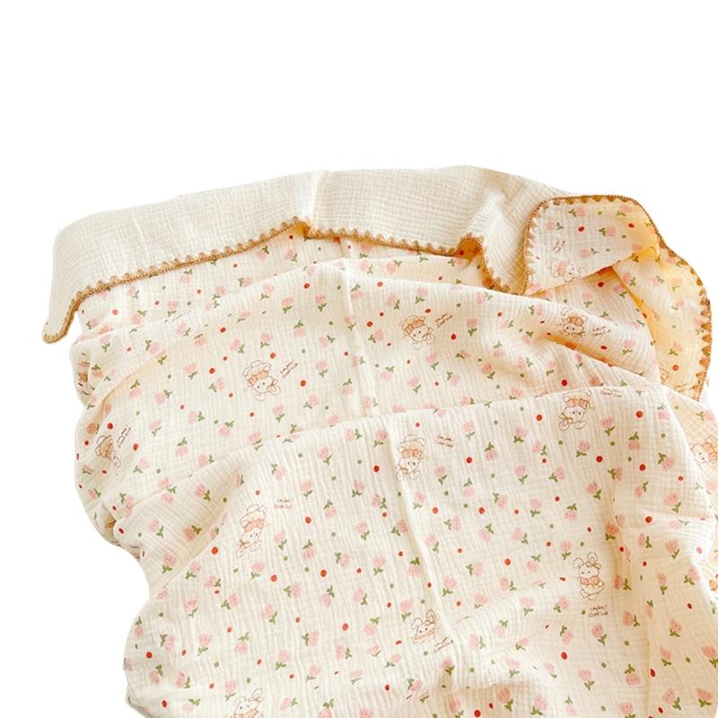 

Cotton Baby Blanket Cartoon Soft Breathable Baby Wrap Receiving Blanket Lightweight Blanket for Infant Baby Boys Girls
