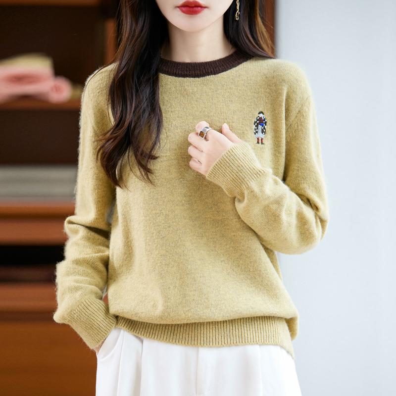 Women's Cashmere Sweater Qinghe Cashmere 30% Cashmere 70% Wool Autumn and Winter Pullover Warm and Fashionable