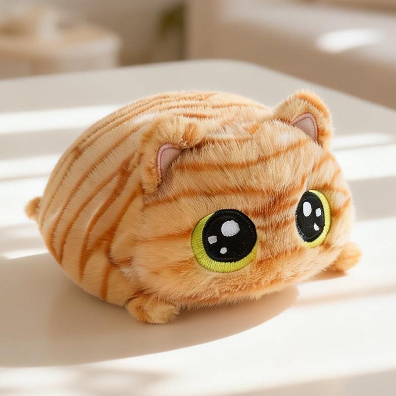 Chubby Black Cat Stuffed Plushie Squeezable Soft Cat Toy 1PC Perfect for Cat Lovers Collectible Gift Home Decoration