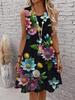 Casual Women Tank Dress Summer Sleeveless O-Neck 3D Print Loose A-Line Dress Beach Vest Dress
