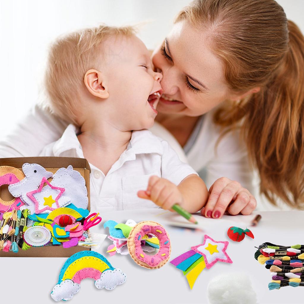 Cute Cartoon Felt Sewing Craft Kit for Kids Gift- Interactive DIY Art Educational Toys Beginner Friendly Complete Craft Supplies