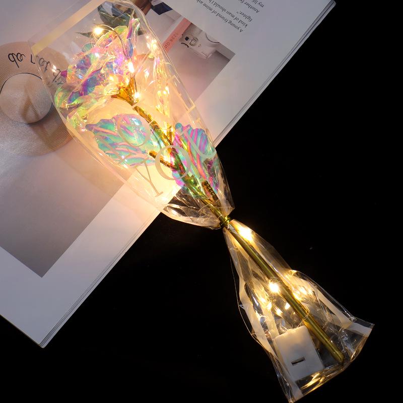 Luminous Gold Foil Rose Bouquet: Eternal Starry Sky Gift for Valentine s, Qixi, and Mother s Day
