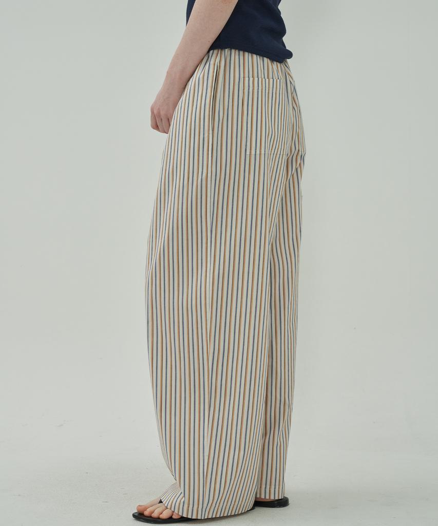 MOTT Relax Band Loose Pants - Stripe White