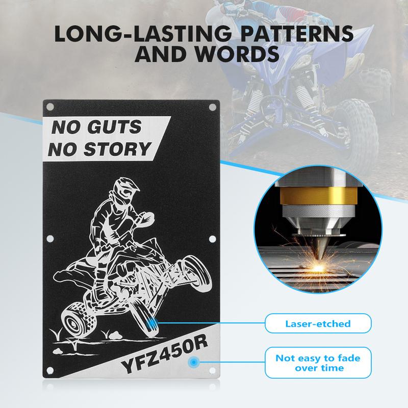 For YFZ450 Fender Warning Tags Plates Badges ATV Sticker 5052-Aluminum For Yamaha YFZ450R 2009-2024 YFZ 450 2010 2011 2012 2013