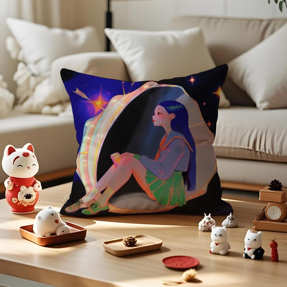 Neon Dream Cushion Cover Anti-dustmite Pillowcase Invisible Zipper Silky Short Plush Sofa Cushion Cover