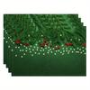 4pcs, Christmas Placemats, Pine Branch Snowflake Red Fruit Green Christmas Placemat, Xmas Decor, Christmas Decor, 12 X 18 Inch