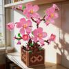 Pink Peach Blossom Potted Plant Building Block Flower Model Puzzle Toys Sets New Year Christmas Birthday Gifts