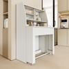 Extendable Dining Table, L52/132.5xW80xH76cm, One-Way Extending, Storage Cabinet, Rectangular, Coffee Lounge, Space-Saving Multifunctional, White