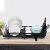 Égouttoir à vaisselle, Égouttoir à vaisselle avec plateau d'égouttement, Égouttoir à vaisselle extensible de cuisine avec bec pivotant rotatif et porte-ustensiles