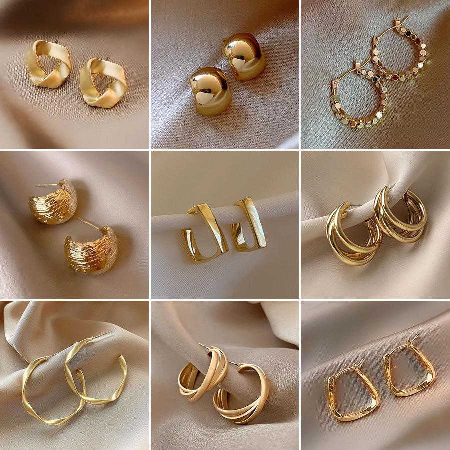 Silver Needle Simple Metal Geometric Earrings Niche Design Stud Earrings New High-end Earrings Women