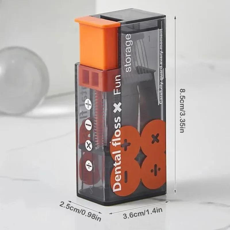 1-10Sets Portable Floss Holder Automatic Ejectable Includes 10Pcs Floss Organizer Press-on Carry-on Disposable Flossing Sticks