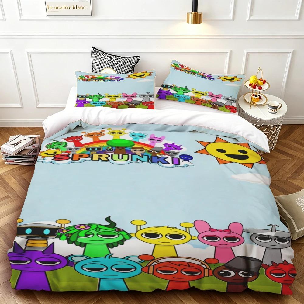 2026 NEUE Geschenke für Teenager Bettbezug-Set Game Sprunki Cartoon Bettwäsche-Set Bettdeckenbezug Hautfreundlich und Atmungsaktiv für Schlafzimmer Zuhause