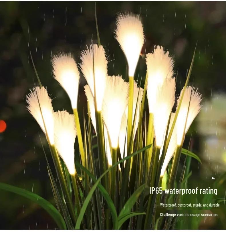 Solar LED Fiber Optic Reed Lamp for Outdoor Landscaping