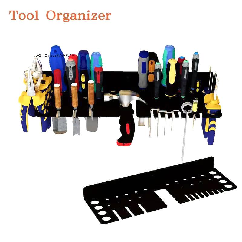 Wall Mounted Metal Tool Storage Rack Organizer - Screwdrivers Hammer Pliers Workbench Small Tool Holder for Workshop