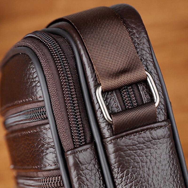 Genuine Cowhide Leather Men Travel Sling Bag Casual Shoulder Crossbody Bags for Male Casual Messenger Bag Satchel Bags