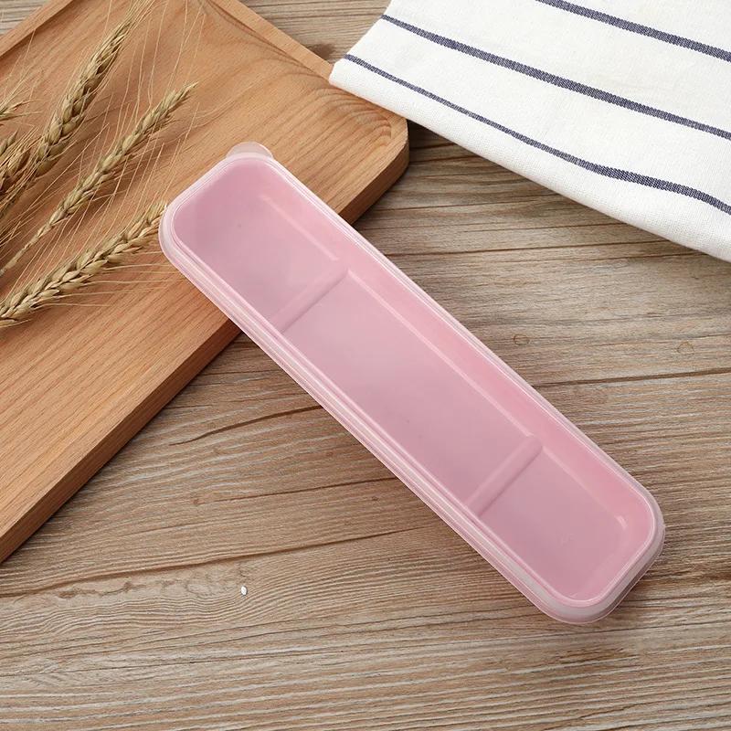 Tableware Box Portable Cutlery Case Spoon Fork Storage Box Students Household Dinnerware Bag Multicolor Transparent Cover