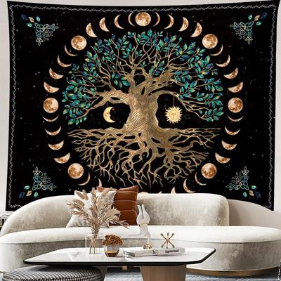 Moon Phase Tree Of Life Tapestry Mandala Tapestry Aesthetic Wall Hanging Bohemian Wall Decor Nature Spiritual Tapestries For