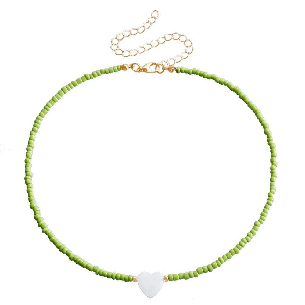 2025 New Personalized Natural Shell Love Heart Choker Simple Handmade Moon Bead Necklace for Women Fashion Accessories Gifts